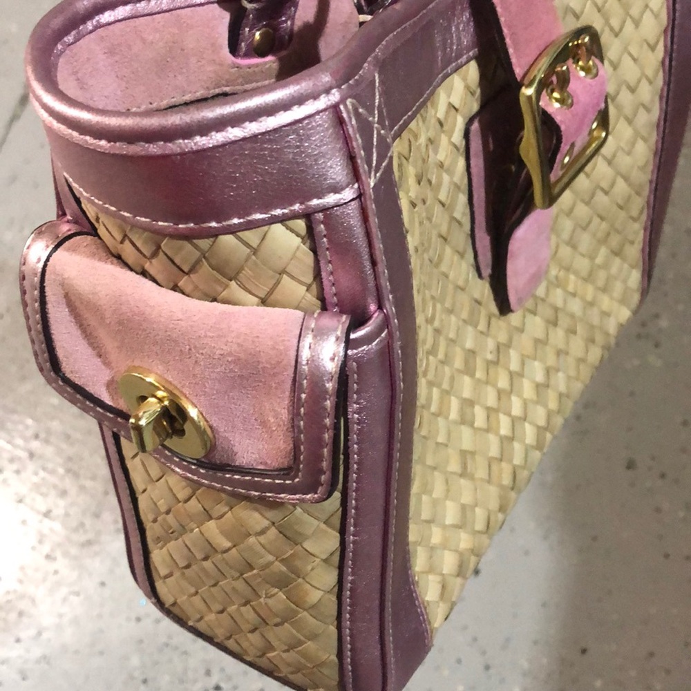 Coach Straw Leather Tote Bag - Picture 12 of 16